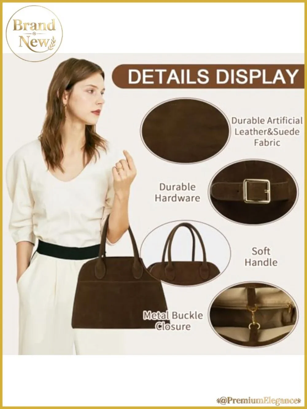Women's Suede Tote Bag Vintage Top Handle Shoulder Satchel Purse